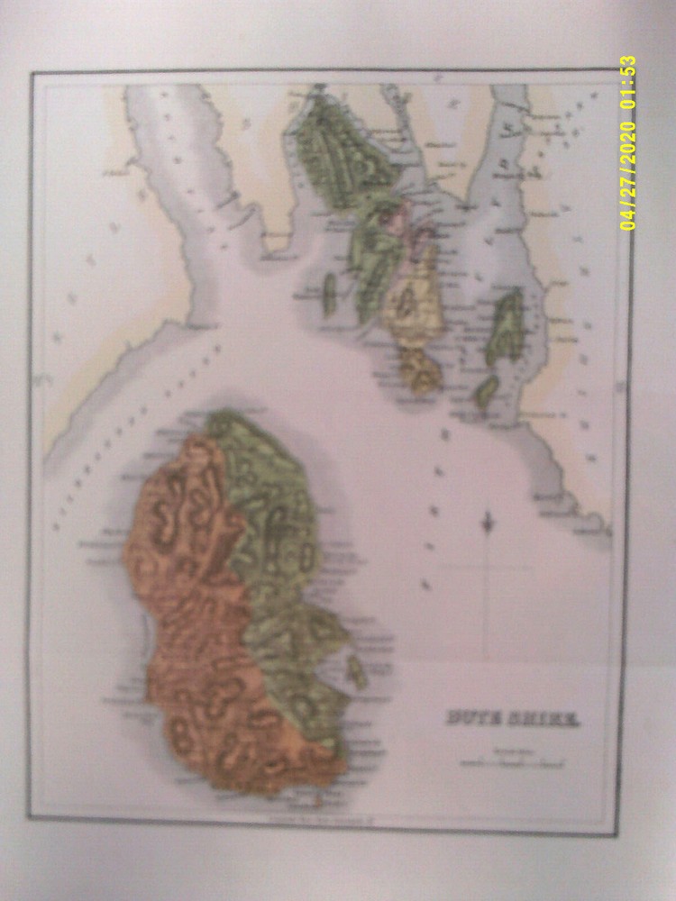 Antique Map of Bute Shire. c.1882. Steel engraving by Lizars.