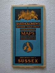 Vintage Bartholomew’s Revised Half-inch Contoured PAPER Map Blue Cover