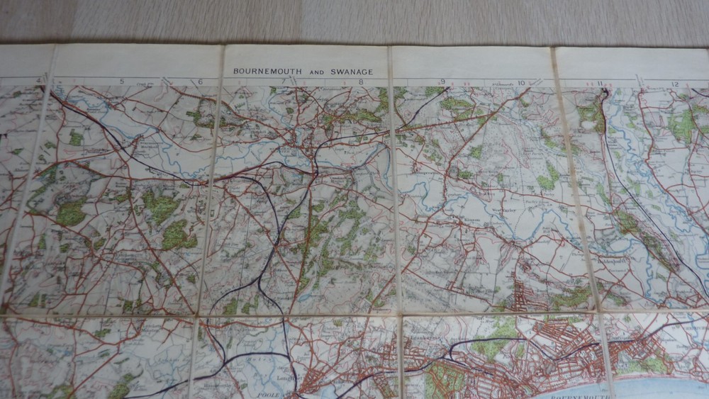 Bournemouth Swanage Poole Winborne and Harbour OrdnanceMap 1912 Edward Stanford