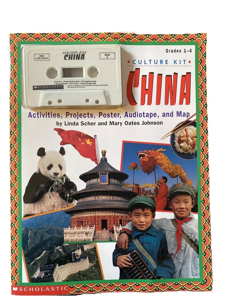 Vintage 1996 Scholastic Culture Kit China Gr 1-4 Book, Audiotape, Map Homeschool