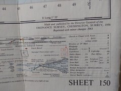 OS Ordnance Survey One Inch Map Sheet 150 Ipswich on Cloth 1963