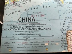 Vintage NATIONAL GEOGRAPHIC 1964 CHINA MAP 25” X 38” Excellent ++ Condition