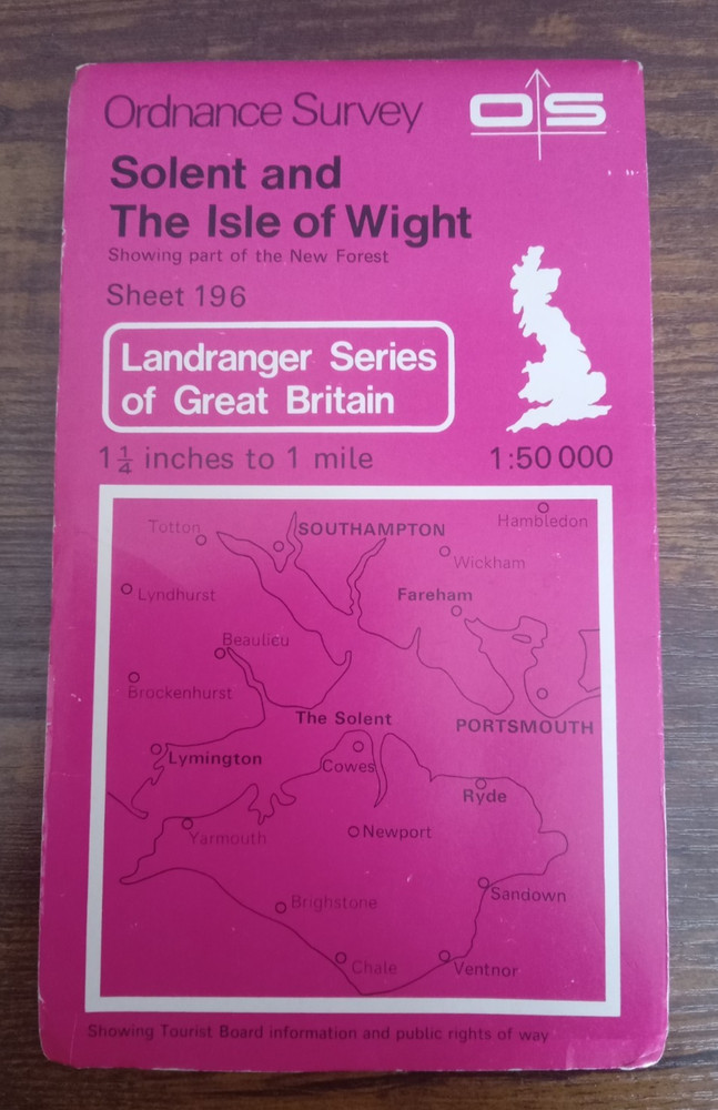 OS Ordnance Survey Landranger Map Sheet 196 Solent & Isle Of Wight 1984. T3