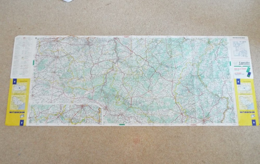 Vintage Michelin Map Mons Luxembourg, Belgium Road route planning