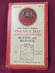 Ordnance Survey New Popular Edition One-Inch Cloth Map Buxton & Matlock 1947