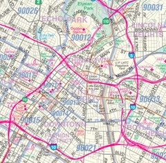 Los Angeles-Long Beach (Southwest LA) Detailed Aterial Wall Map w/Zip Codes