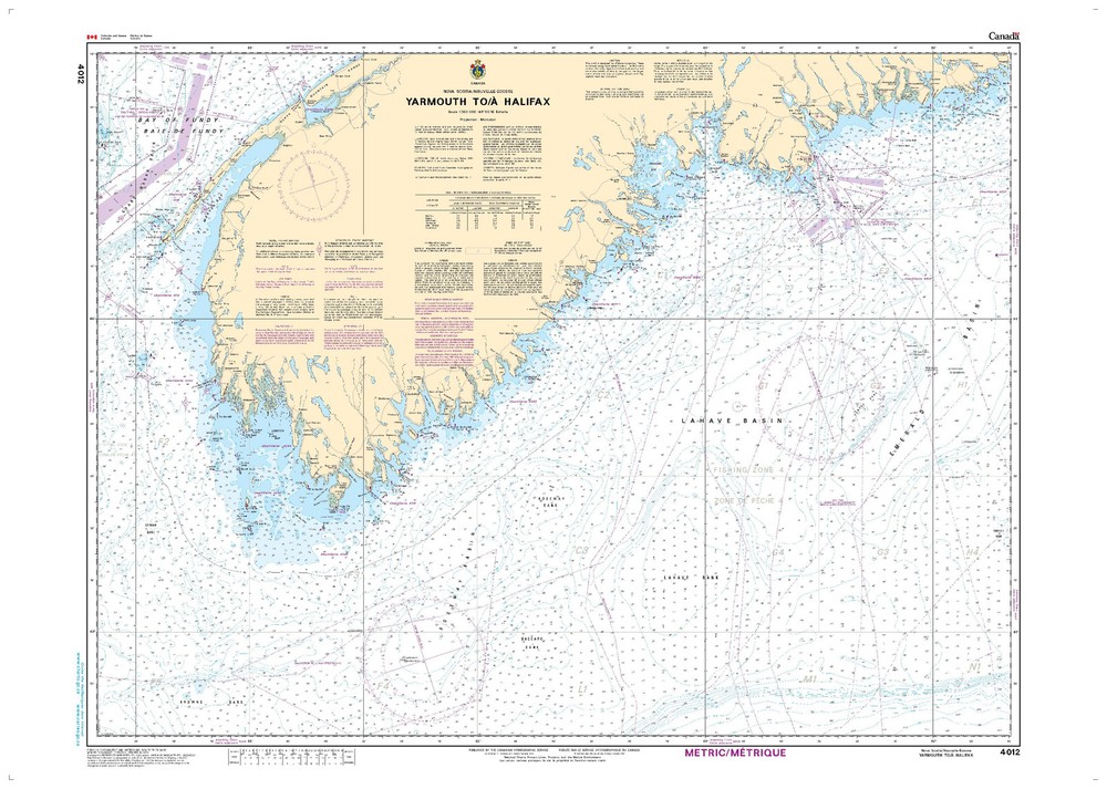 Yarmouth to / à Halifax | CHS Chart 4012 (34 x 48)
