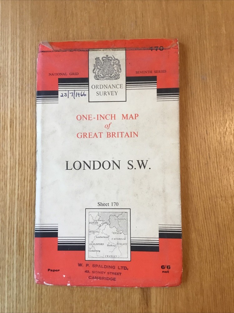 1965 Ordnance Survey One Inch Seventh Series Map 170 London South West