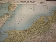 Bartholomew Inverness & Spey Cloth Folding Tourists Cyclists Vintage Map