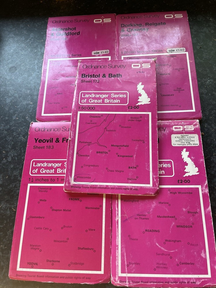 5 x Ordnance Survey Landranger Maps Bundle – Sheets Reading Windsor Area