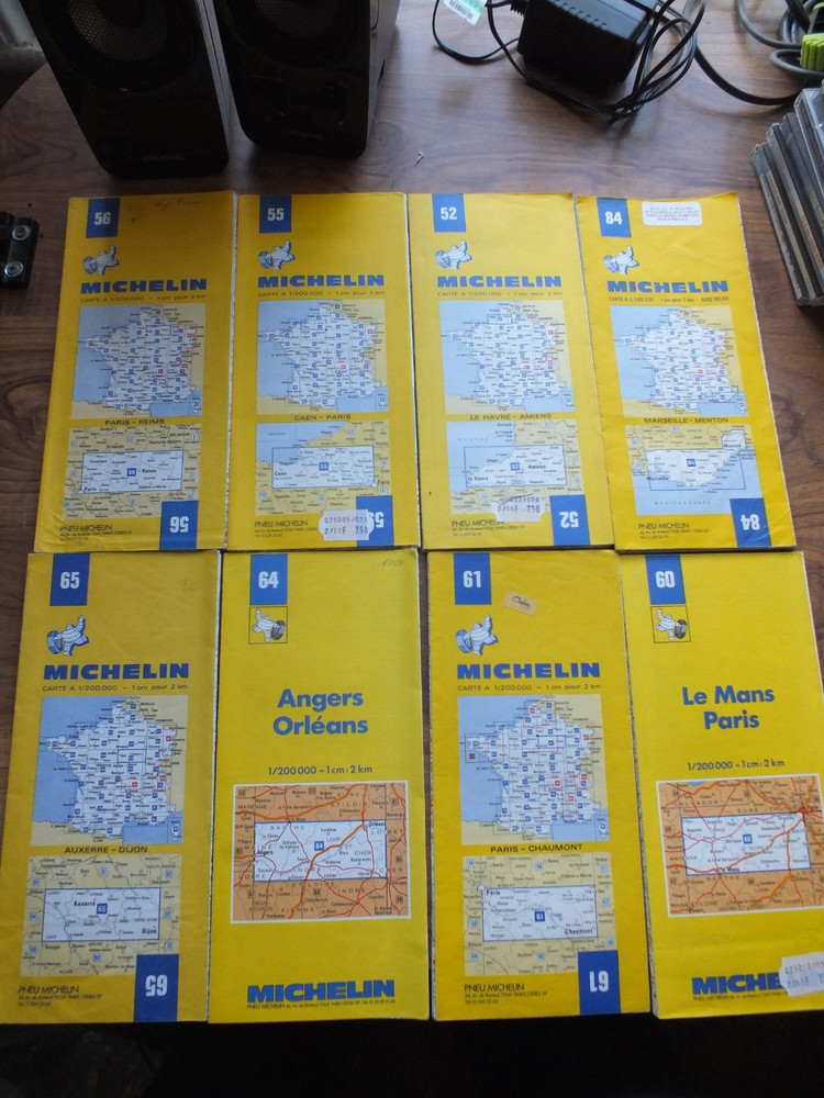 22 x Vintage Michelin French Fold Out Road Maps of France