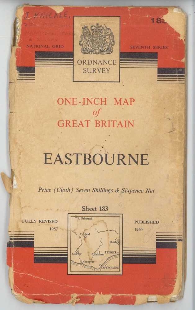Ordnance Survey One Inch Map Sheet 183 Eastbourne Publ 1960