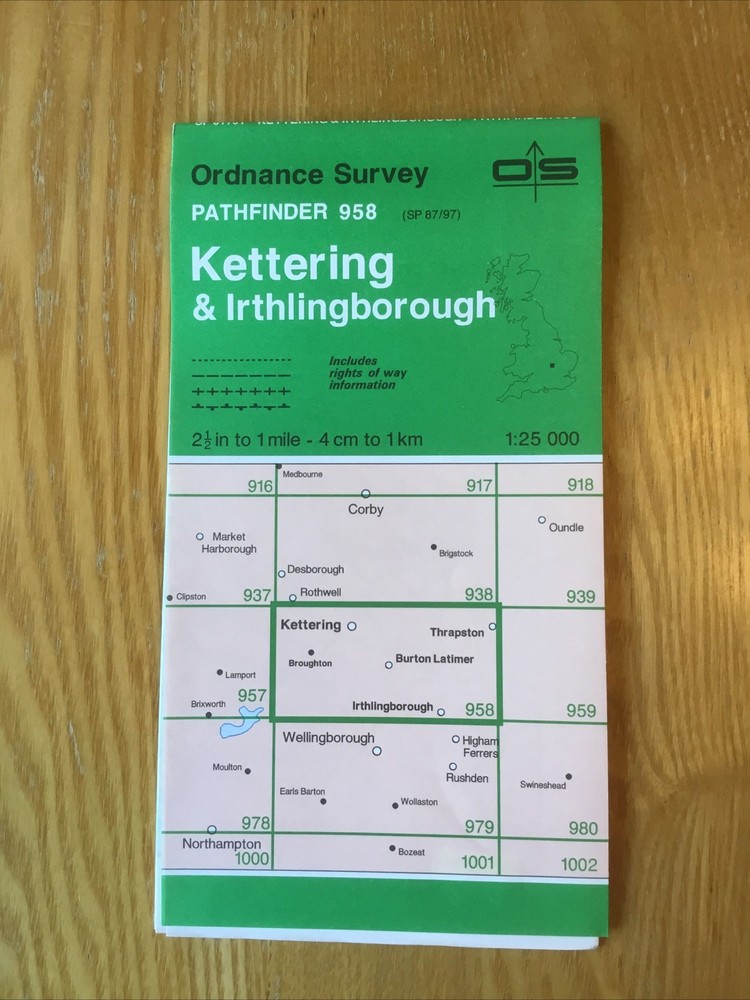 1994 Ordnance Survey Pathfinder Map 958 SP 87/97 Kettering And Irthlingborough