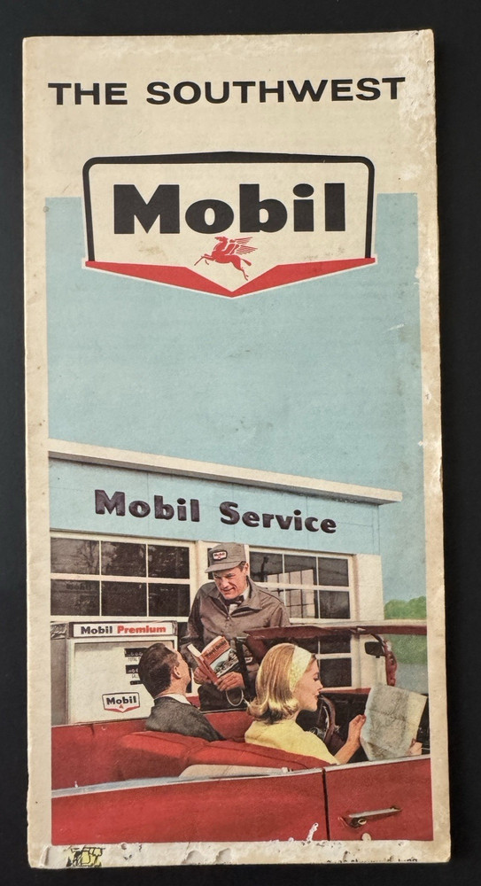 Rand McNally Mobil Map The Southwest USA Vintage 1965