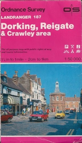 Landranger Map 187 Dorking, Reigate and … by Ordnance Survey Sheet map, folded