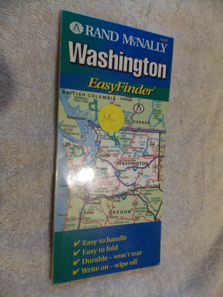 Rand McNally Washington State EasyFinder Map “laminated” Write on/Wipe off