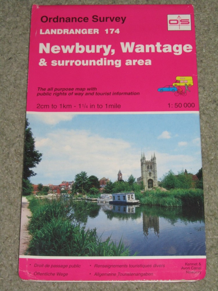 OS Ordnance Survey Landranger Map Sheet 174 Newbury & Wantage area – 1993 edn