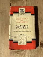 TAUNTON & LYME REGIS Ordnance Survey Seventh Series CLOTH 1 inch 1960 Sheet 177