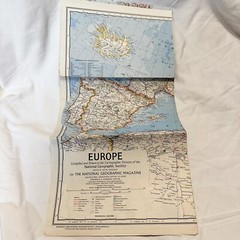 Vintage Map of Europe from National Geographic Society June 1957 Great Cond