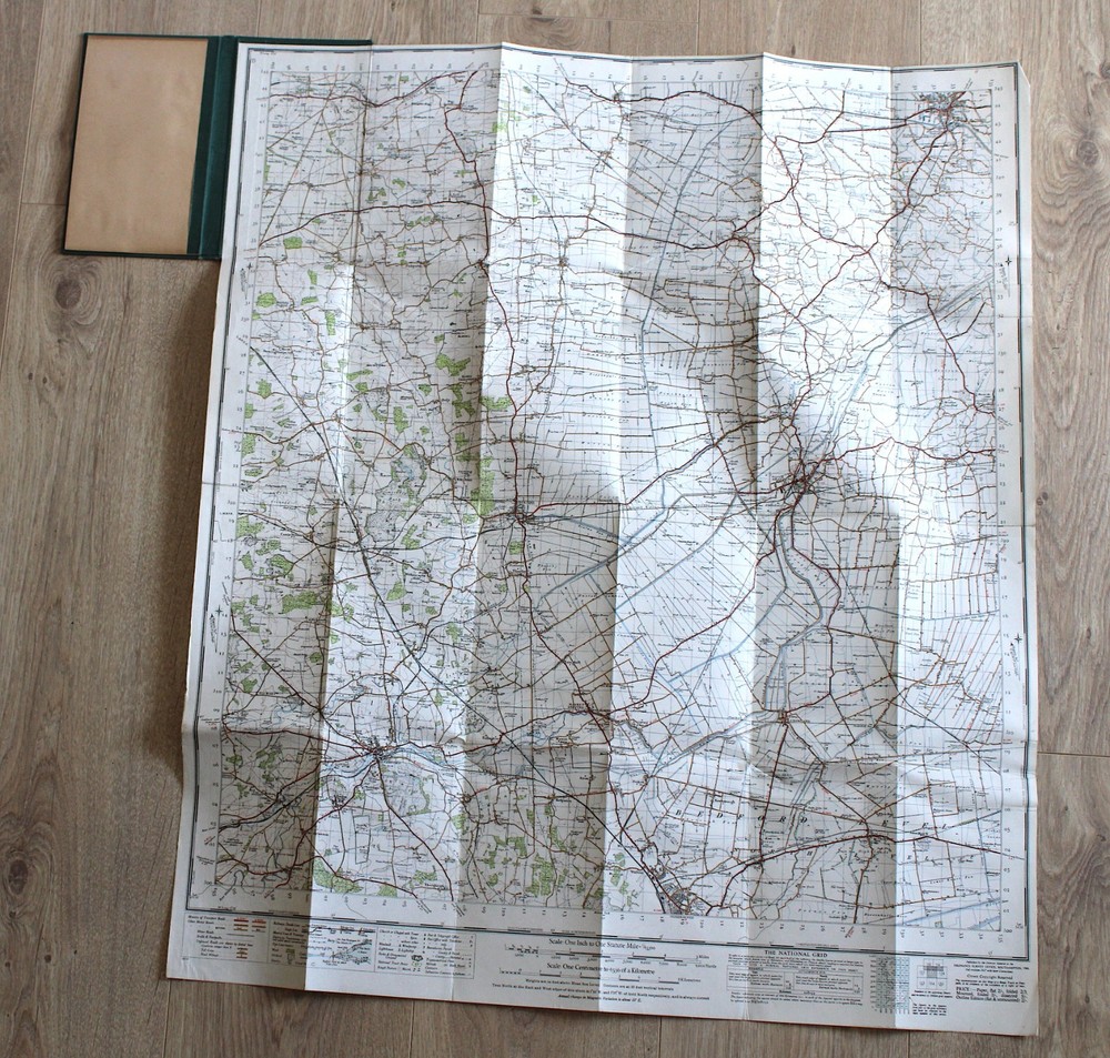 1946 Ordnance Survey Contoured Road Map Spalding Stamford Boston Lincolnshire