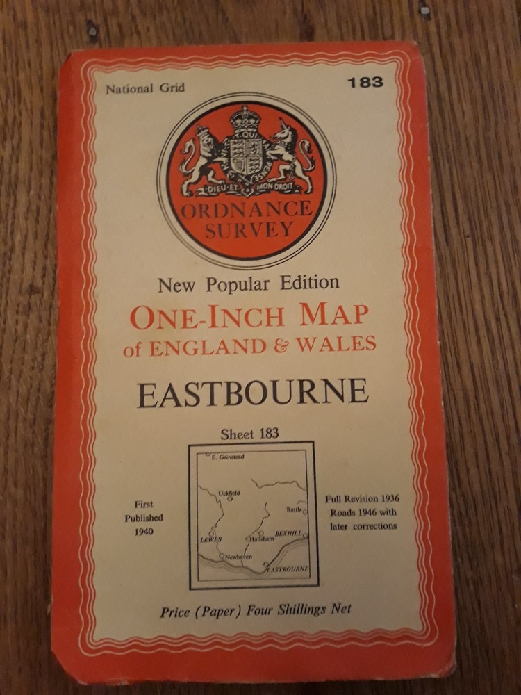Ordnance Survey New Popular Edition 1″ map Eastbourne 183 (paper)