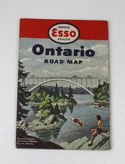 ESSO Road Map ONTARIO Canada 1952 Toronto Ottawa Colour Street Guide Montreal