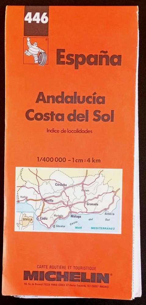 Michelin Map 446: Andalucia, Costa del Sol • Scale – 1:400 000, 1cm: 4km (1997).