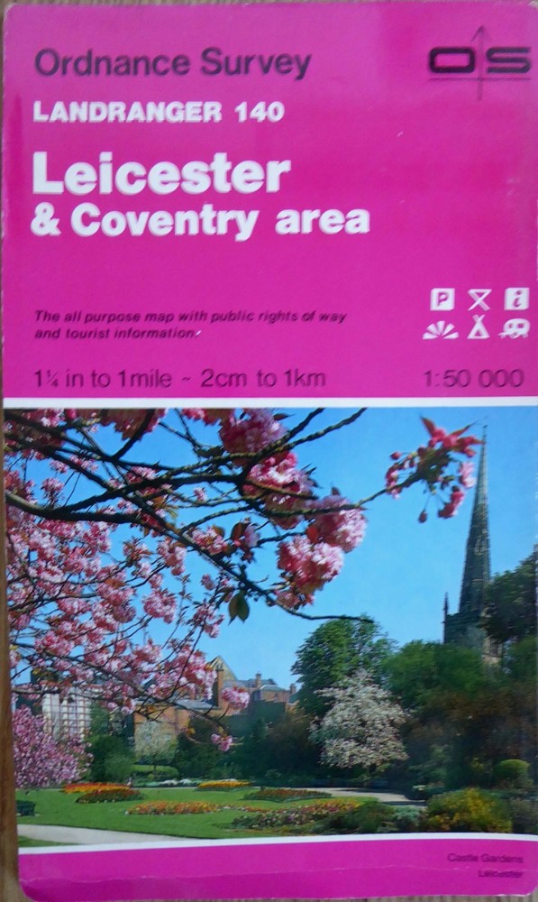 Landranger 140. Leicester & Coventry. OS 1:50,000 Map. Ordnance Survey. Vintage.