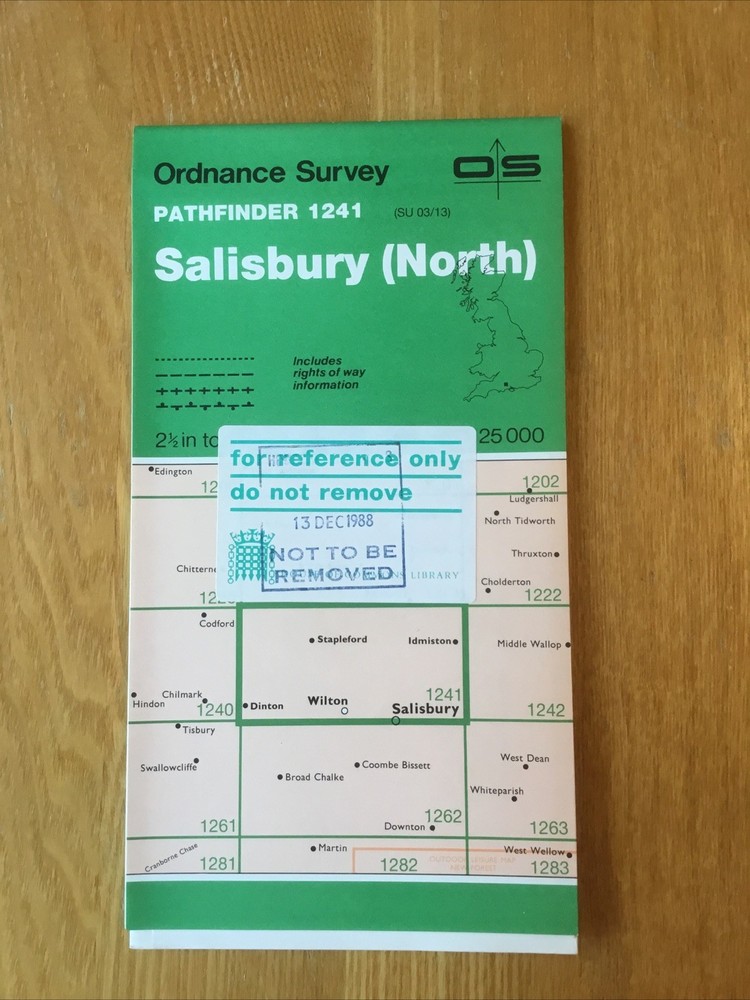 1988 Ordnance Survey Pathfinder Map 1241 SU 03/13 Salisbury North (incl Wilton )