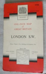 Ordnance Survey Map London S.W. 170 7th series 1959 One Inch Vintage Map