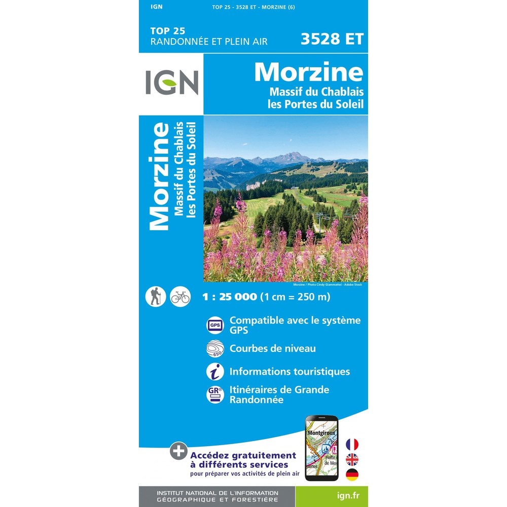 France 1:25K map 3528ET Morzine, Massif du Chablais+Portes du Soleil hiking