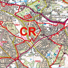 (G60) Map of Croydon CR Postcode Sectors, Poster of Croydon Postcodes