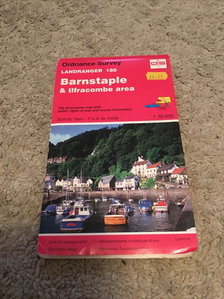 Ordnance Survey Sheet Map – Landranger 180 – Barnstaple Folded