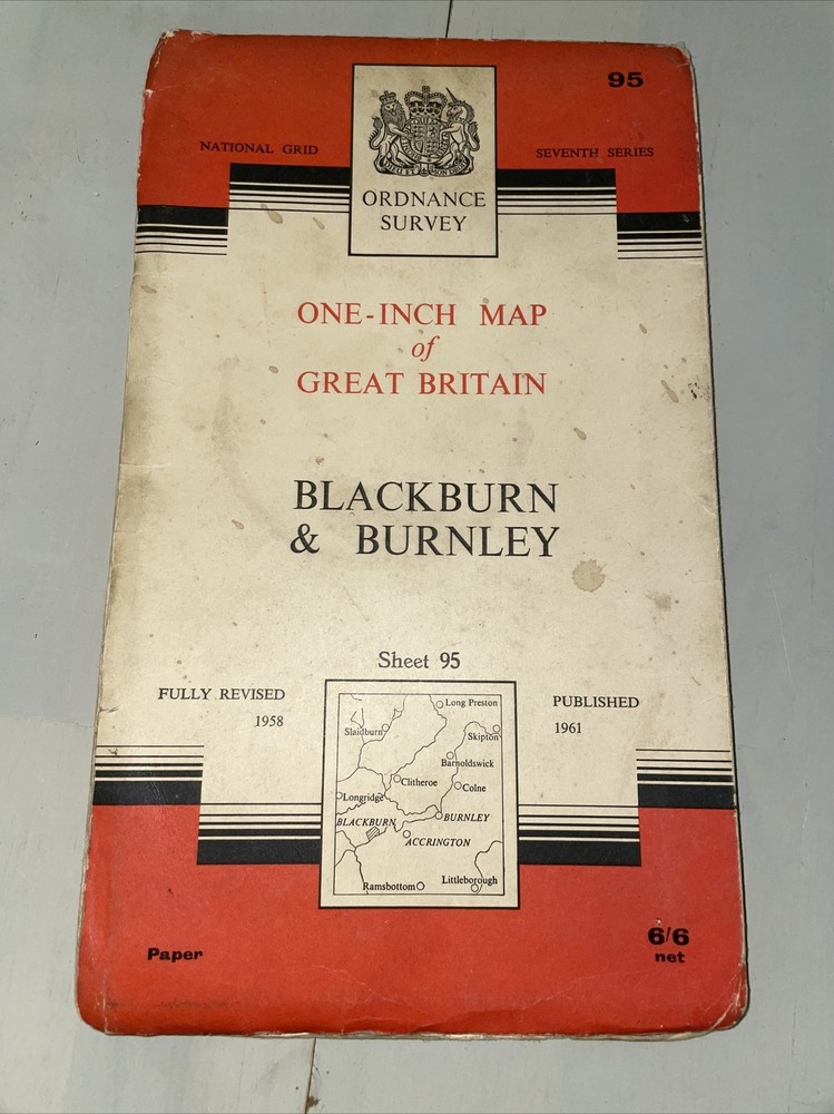 O.S One-Inch Map of Great Britain Blackburn & Burnley – Sheet 95