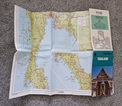Vintage Bartholomew’s World Travel Map Thailand, Scale 1:1 500 000, 1987