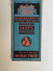 Vintage Bartholomews Half Inch Cloth Map, Sheet 55, Moray Firth
