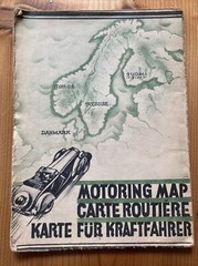 MOTORING MAP CARTE ROUTIERE KARTE FUR KRAFTFAHRER (circa 1937) Norway Sweden etc