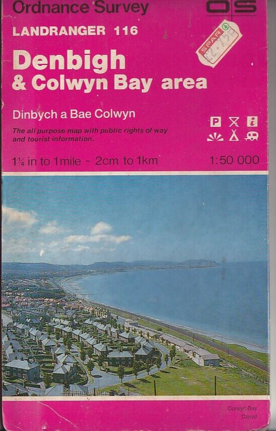 Ordnance Survey Landranger Map 1:50,000 Sheet 116 Denbigh & Colwyn Bay area