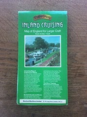 Vintage Fold Out Wall Map of England Stanford’s Inland cruising for Large Craft