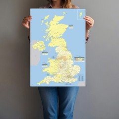 A1 A2 Map of The United Kingdom Great Britain UK Poster Print Wall Art Decor