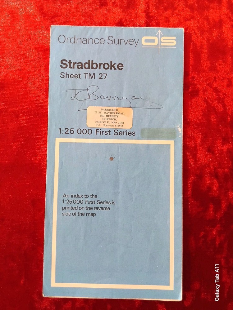 1970s Ordnance Survey OS Map Stradbroke Sheet TM27 First Series Vintage Map