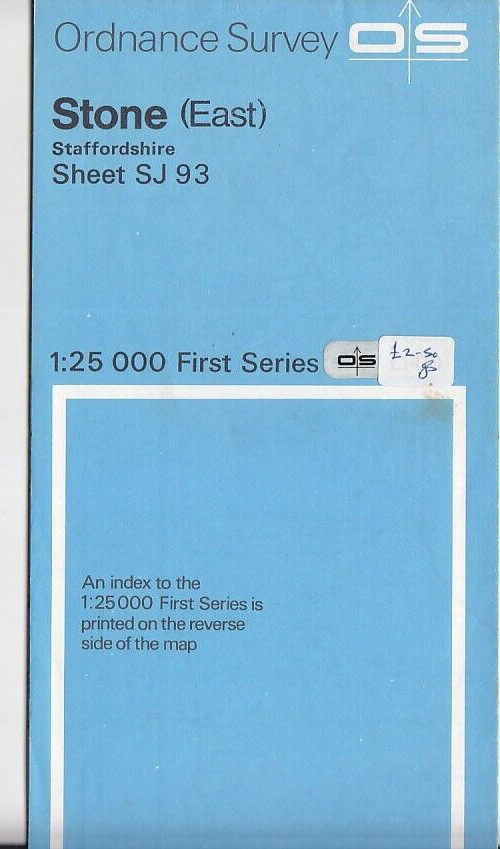 Ordnance Survey (OS) 1:25,000 First Series Map Sheet SJ 93 Stone (East) Stafford