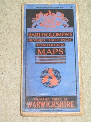 Bartholomews Revised Half Inch Map: sheet 18 Warwickshire – 1936 on cloth