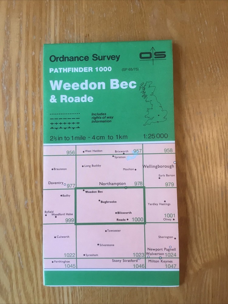 1988 Ordnance Survey Pathfinder Map 1000 SP 65/75 Weedon Bec And Roade