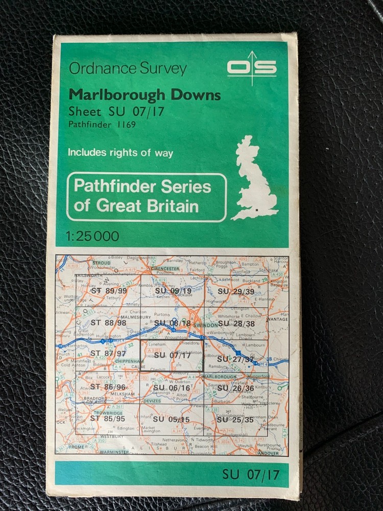 Ordnance Survey Map Pathfinder 1169 Marlborough Downs 1:25000 SU 07/17