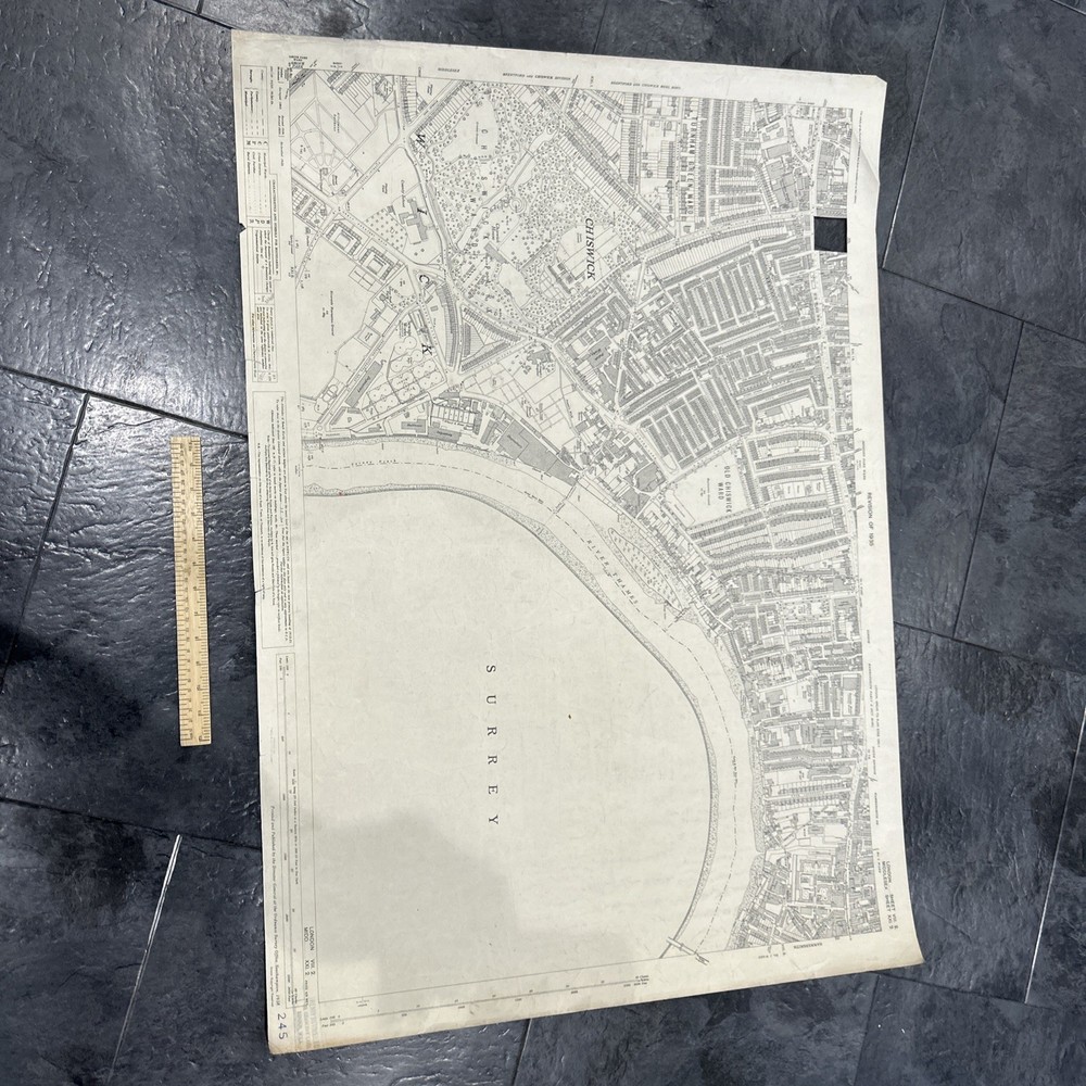 Ordinance Survey 25 Inch To The Mile Large Scale Map 1938. Chiswick. London