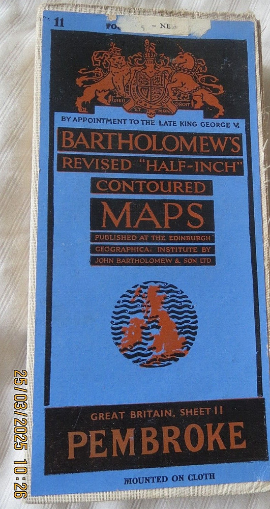 Bartholomew’s “Half Inch” cloth backed map of Pembroke (Contoured) – June 1947