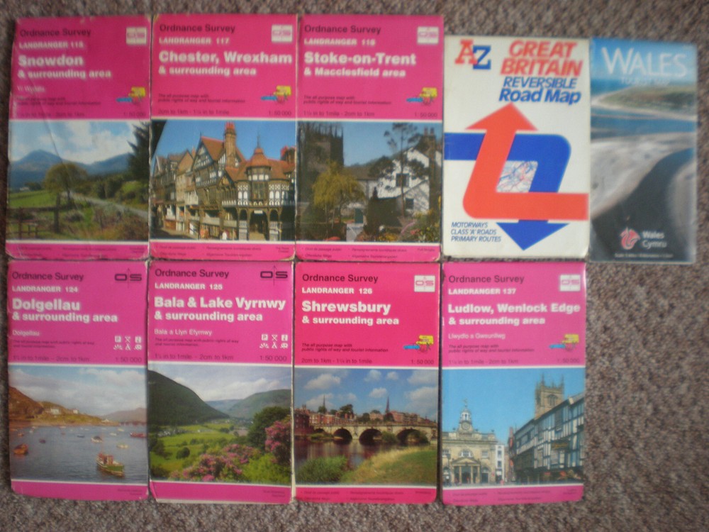 NORTH & MID WALES SNOWDON LANDRANGER OS ORDNANCE SURVEY MAPS JOB LOT BUNDLE SET