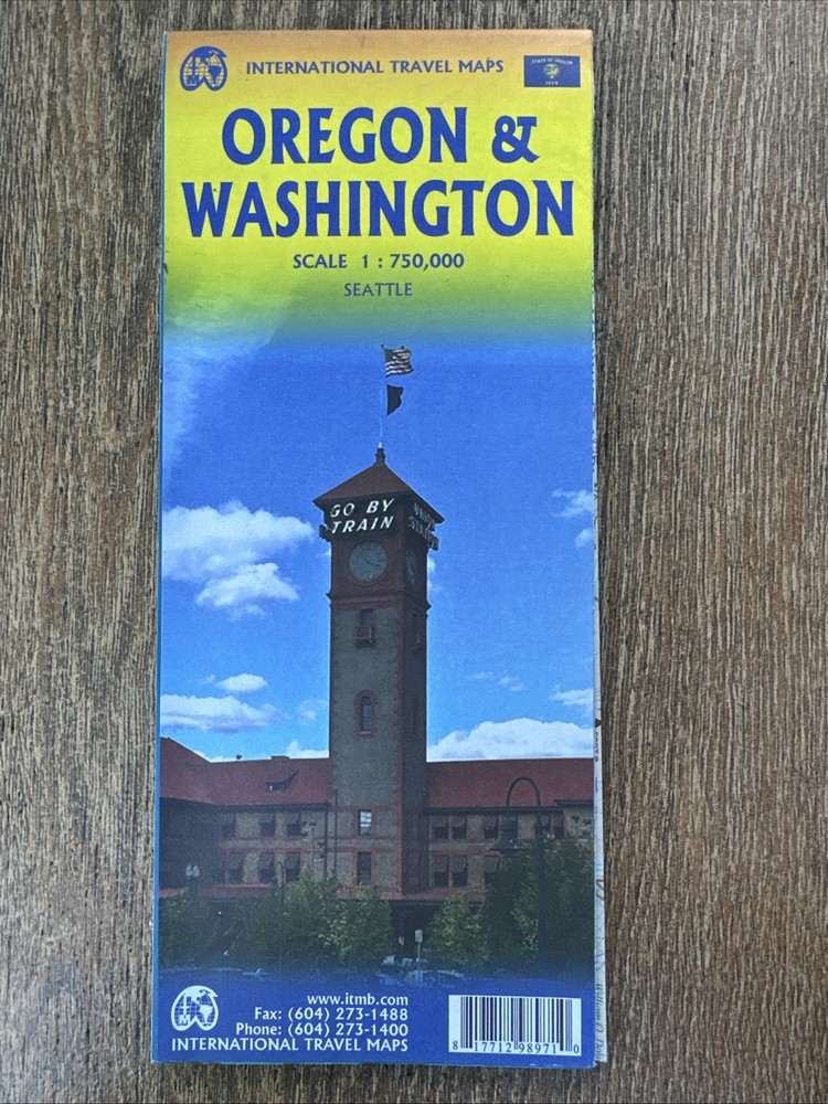 OREGON AND WASHINGTON STATES TRAVEL REFERENCE MAP 1:750K By Itmb Publishing Ltd