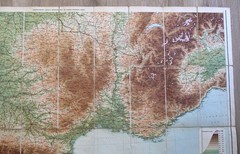 Vintage Map Bartholomew’s Contour Motoring Map FRANCE 1920s 2x Cloth backed maps